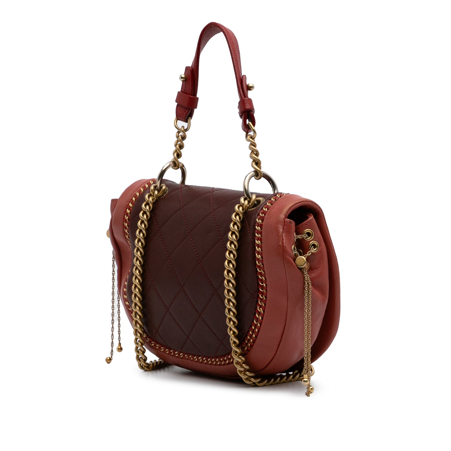 Chanel Small Quilted Lambskin Chain Detail Saddle Bag