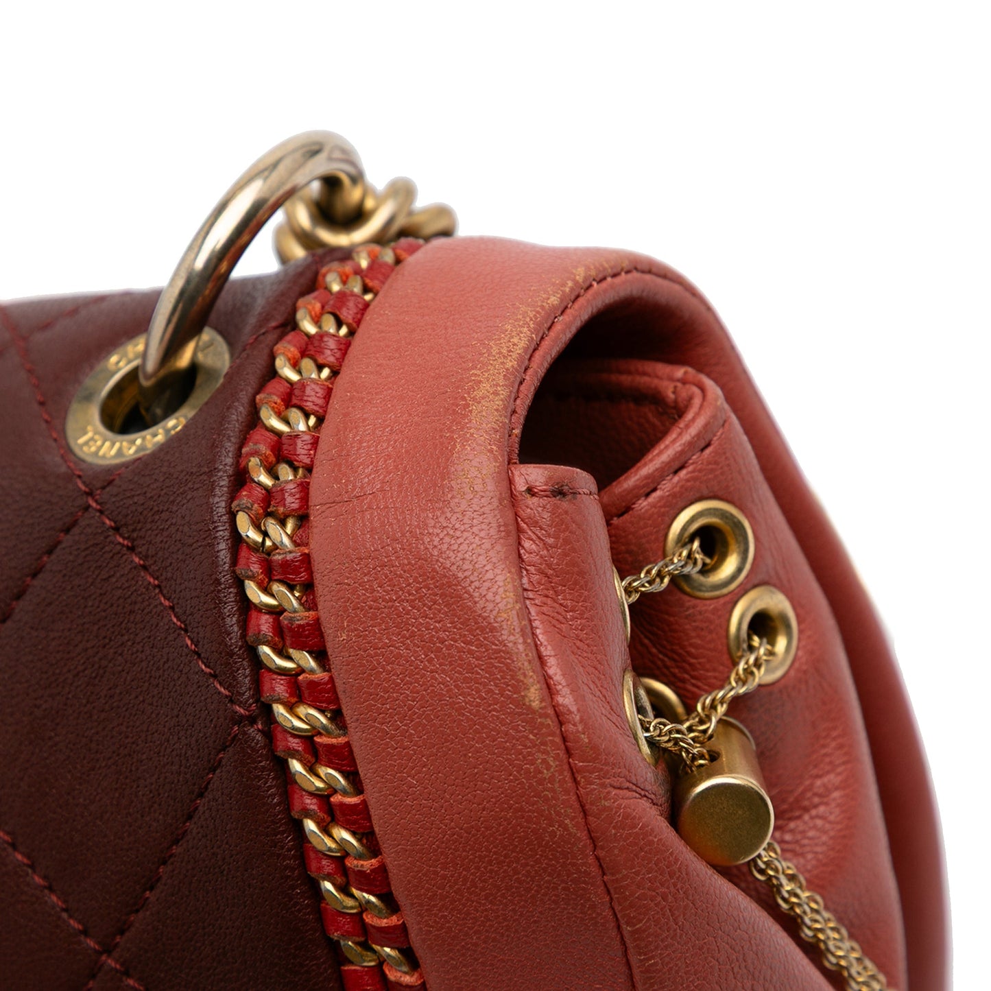 Chanel Small Quilted Lambskin Chain Detail Saddle Bag