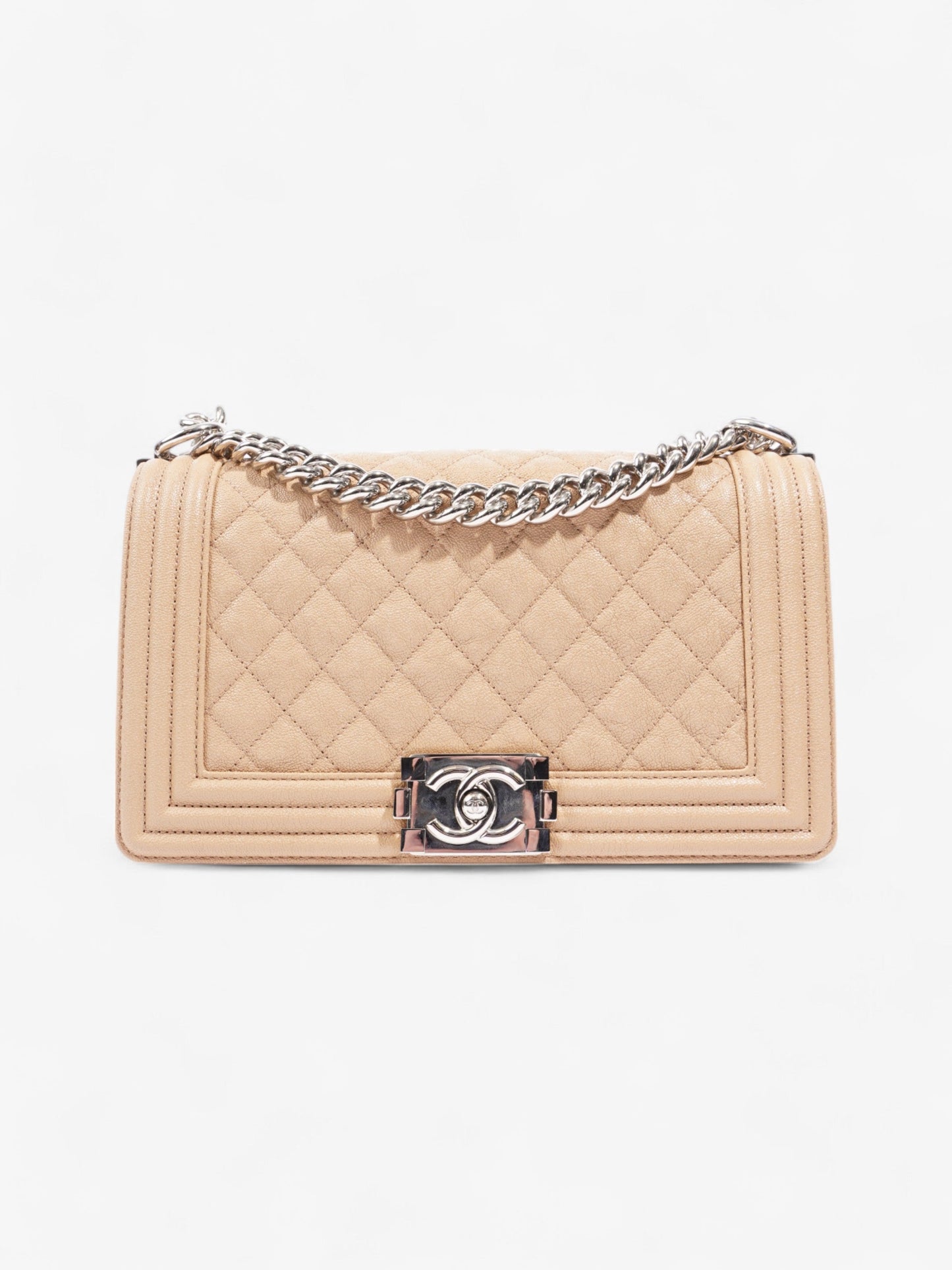 Chanel Boy Bag Beige Caviar Leather Medium