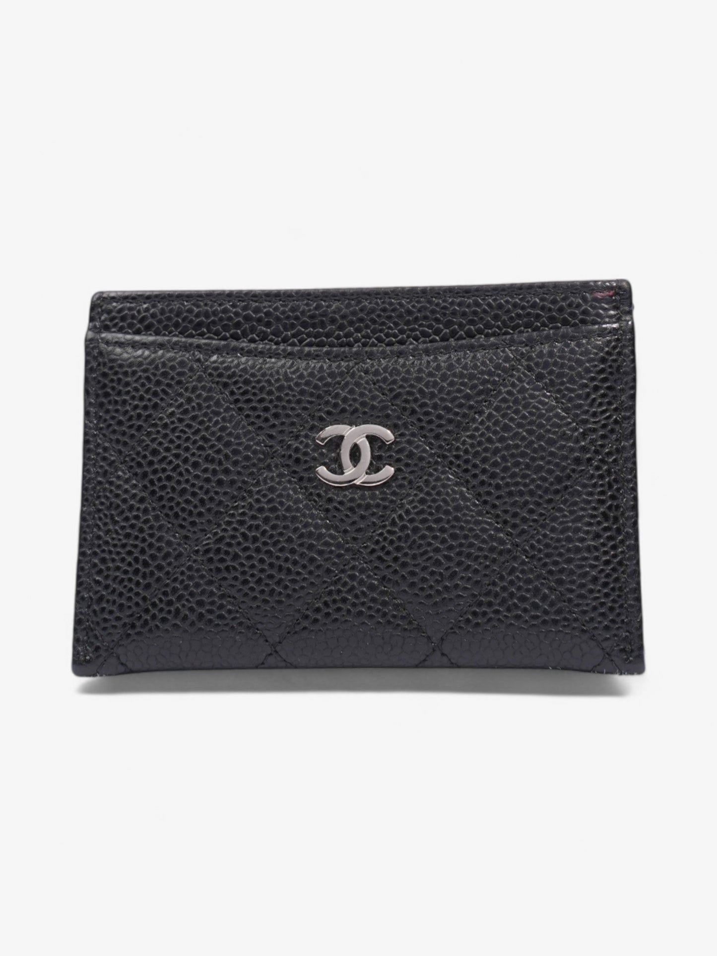 Chanel Card Holder Black / Silver Caviar Leather