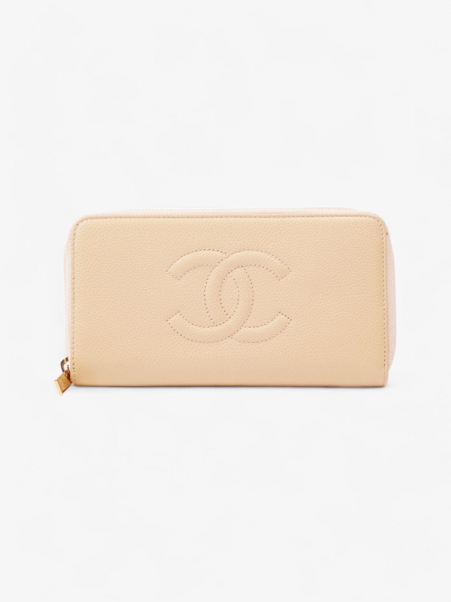 Chanel Timeless Long Wallet Beige / Gold Caviar Leather