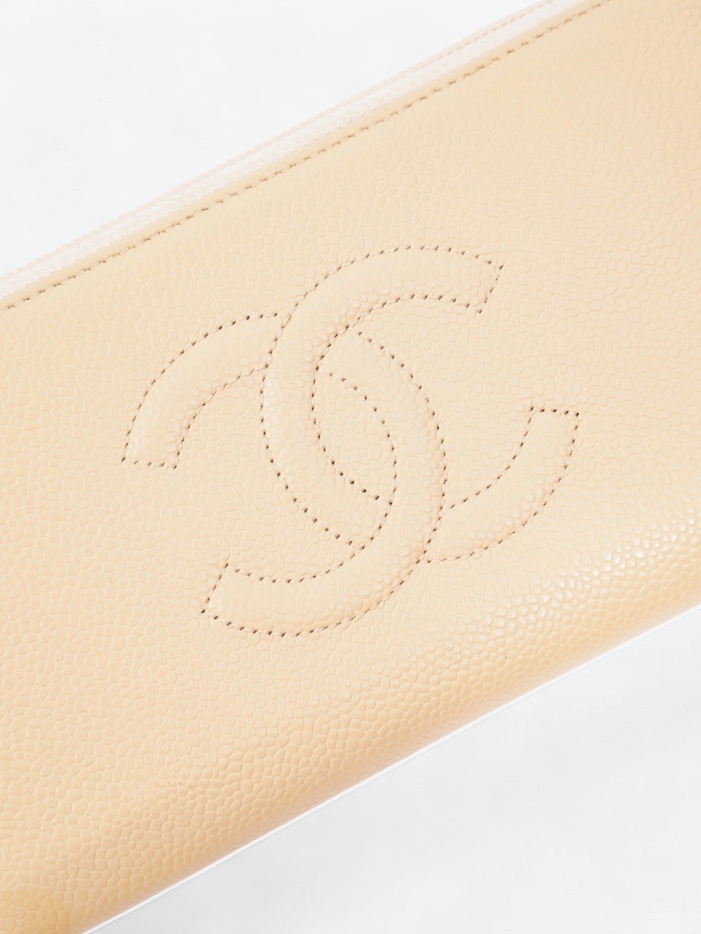 Chanel Timeless Long Wallet Beige / Gold Caviar Leather