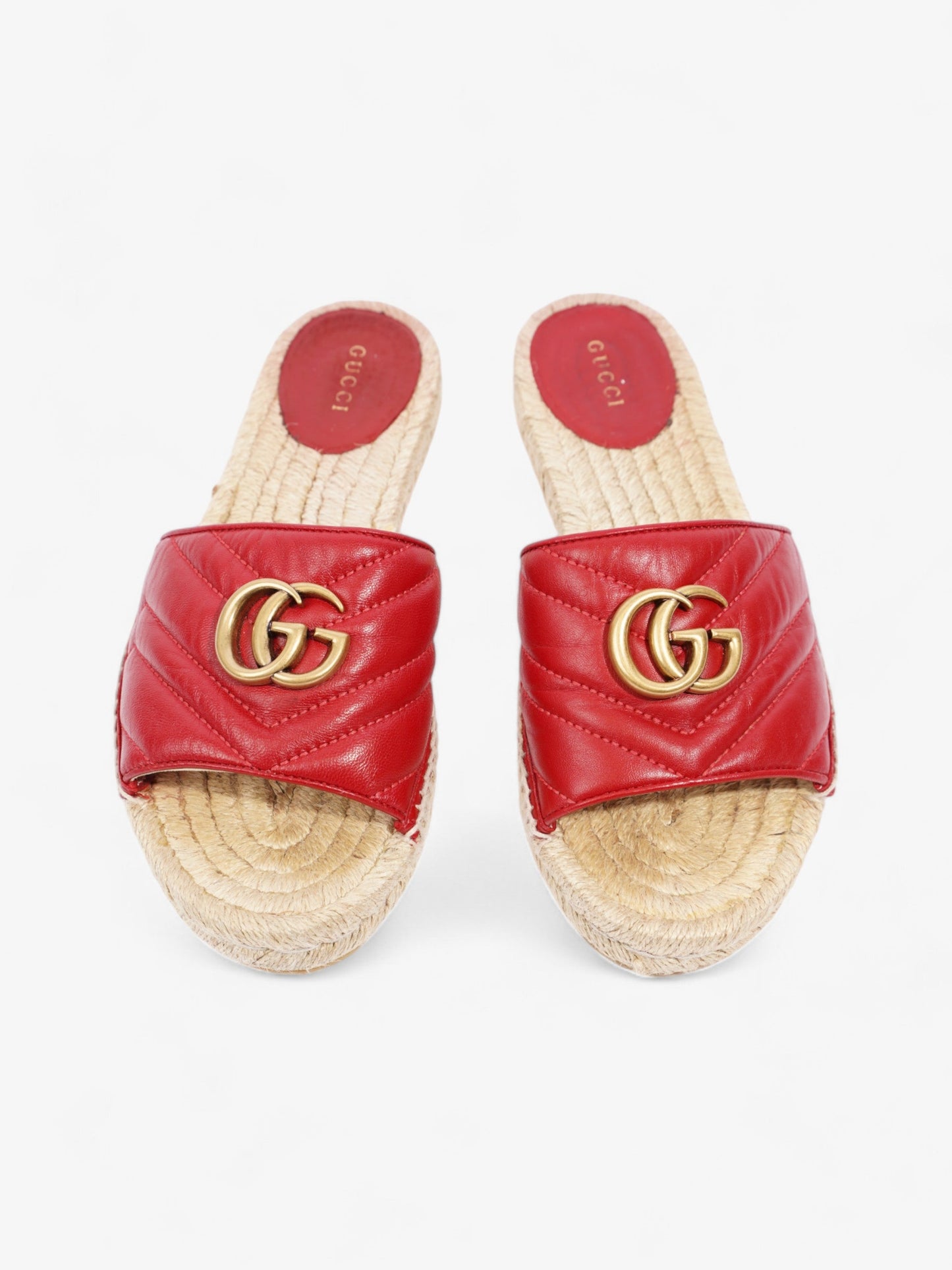 Gucci GG Marmont Espadrilles Red Leather EU 38 UK 5