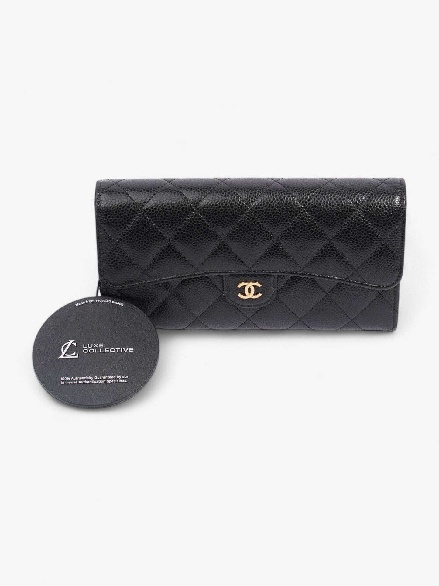 Chanel Classic Flap Wallet Black / Gold Caviar Leather