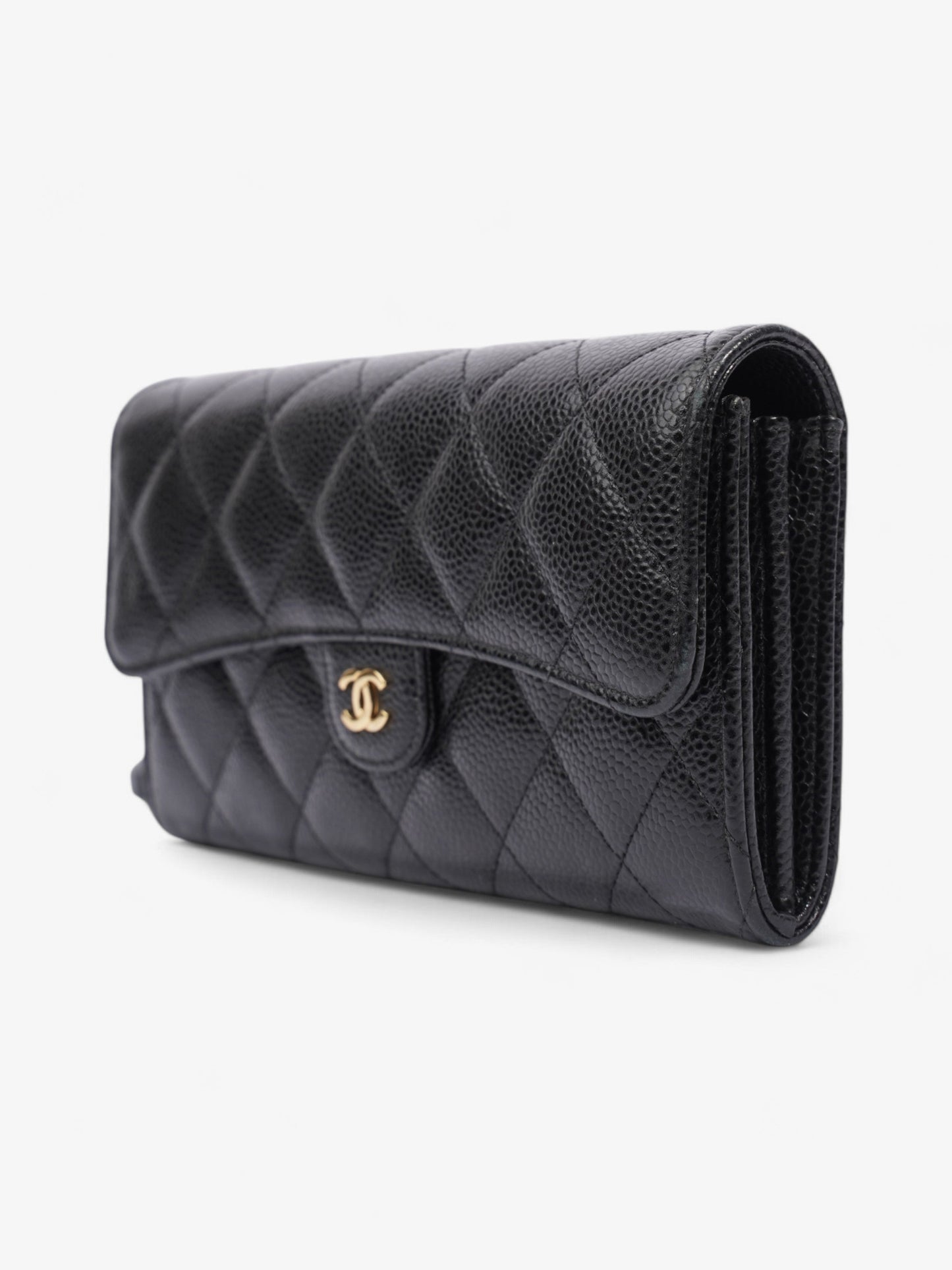 Chanel Classic Flap Wallet Black / Gold Caviar Leather