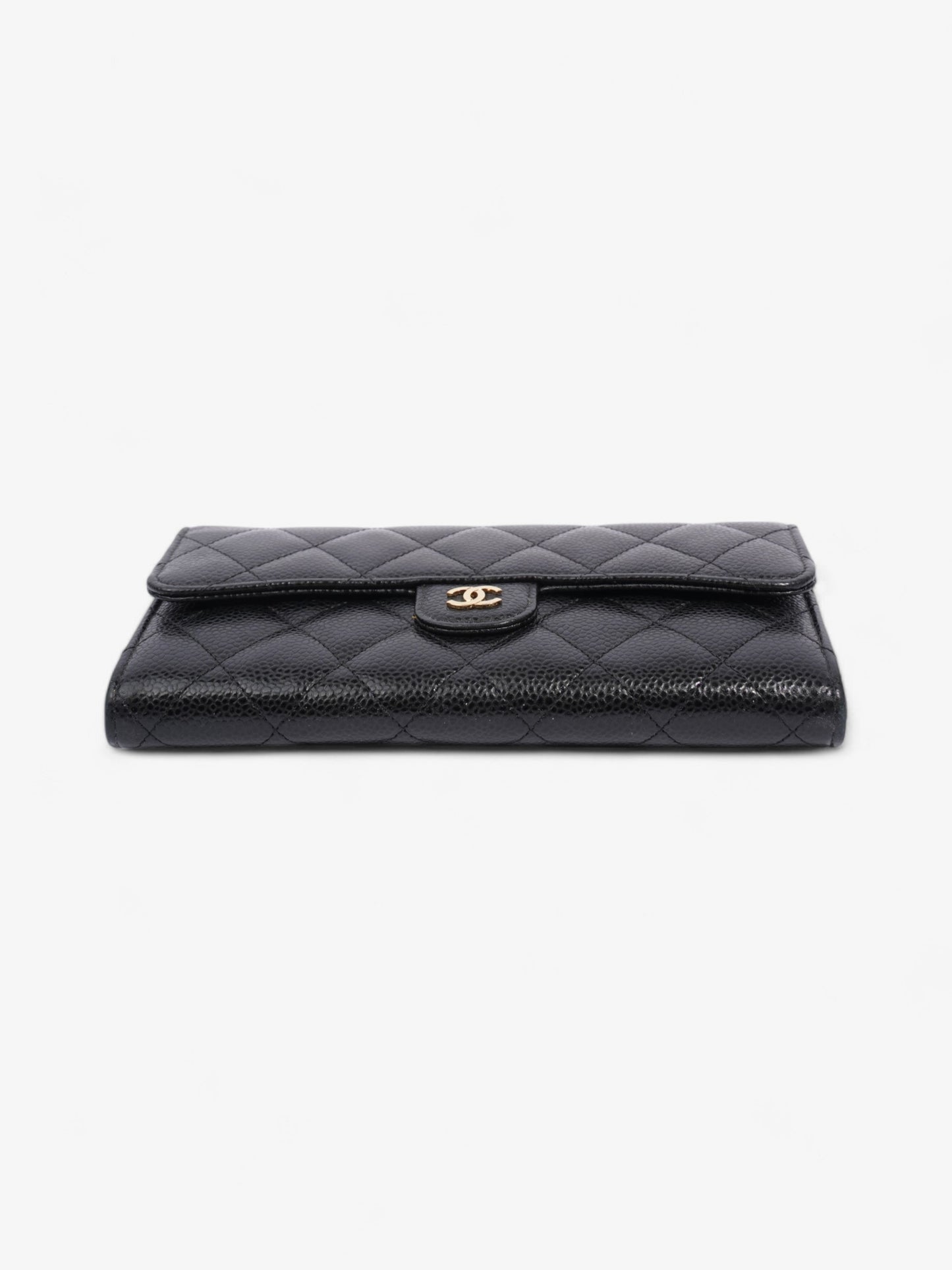 Chanel Classic Flap Wallet Black / Gold Caviar Leather