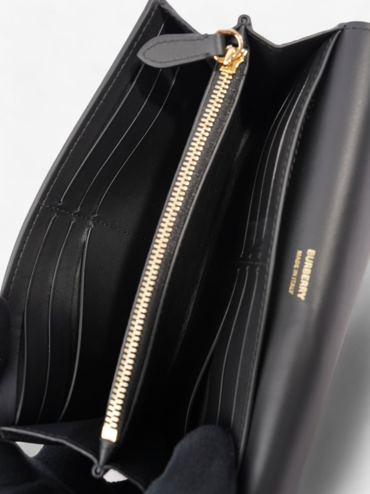 Burberry TB Continental Wallet Black Grained Leather