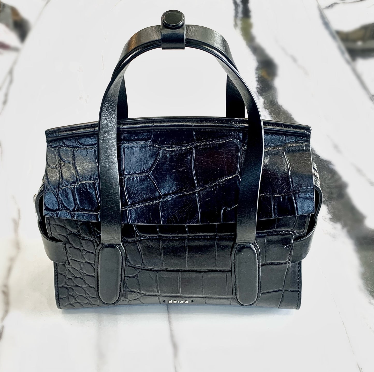REISS SOPHIE CROC EMBOSSED LEATHER BAG