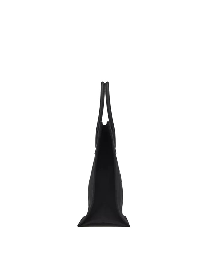 SAINT LAURENT RIVE GAUCHE LARGE CANVAS & CALFSKIN TOTE BAG