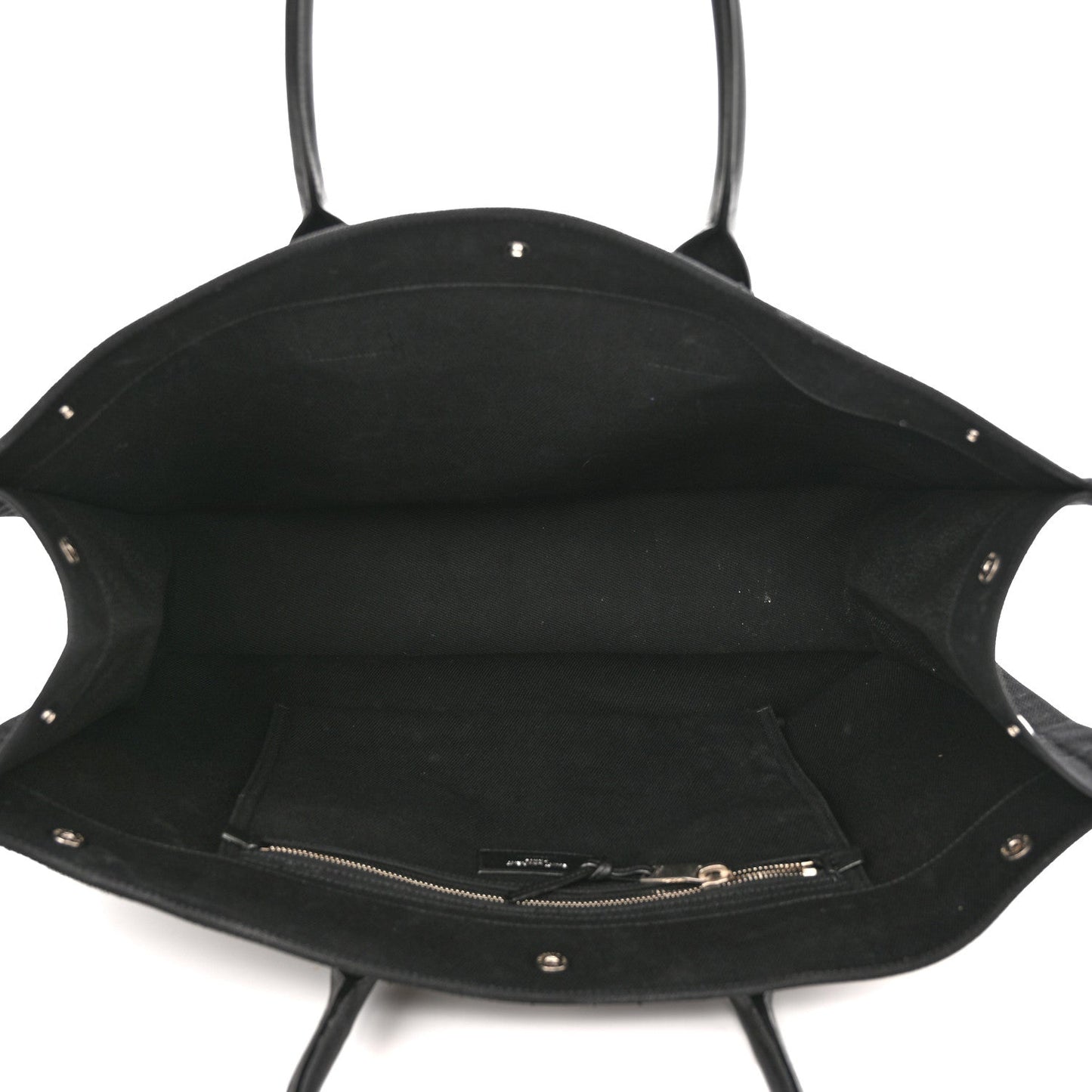 SAINT LAURENT RIVE GAUCHE LARGE CANVAS & CALFSKIN TOTE BAG