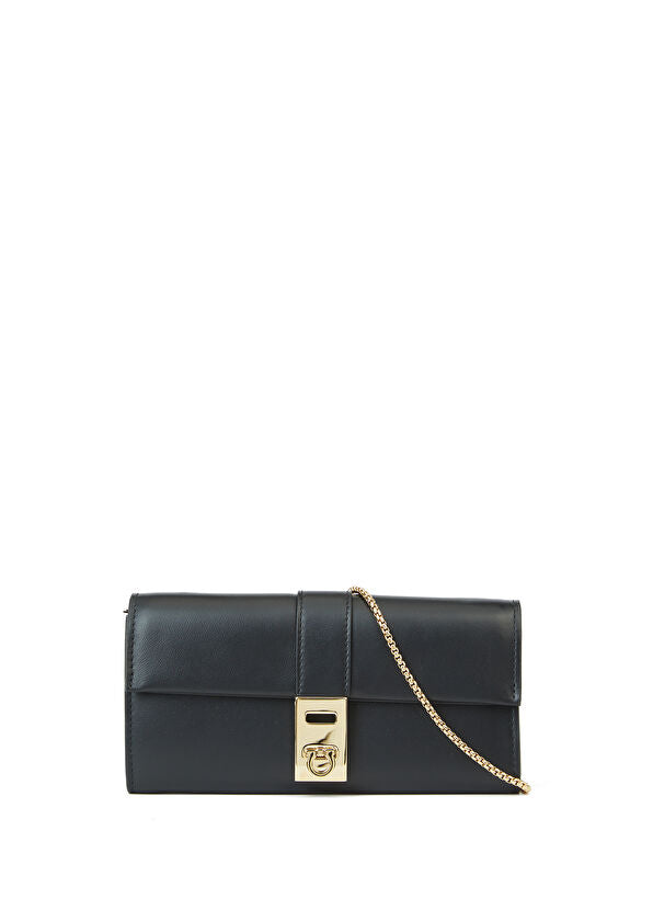 SALVATORE FERRAGAMO CALFSKIN LEATHER WALLET ON A CHAIN