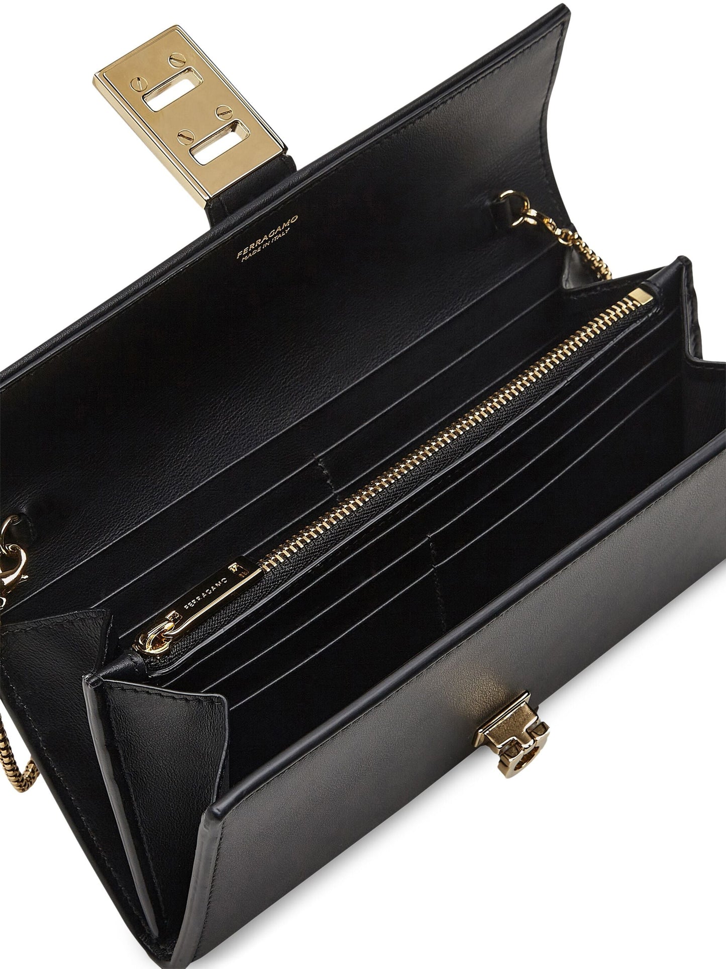 SALVATORE FERRAGAMO CALFSKIN LEATHER WALLET ON A CHAIN