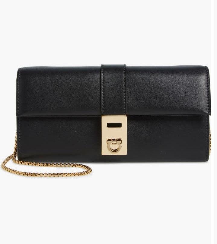 SALVATORE FERRAGAMO CALFSKIN LEATHER WALLET ON A CHAIN