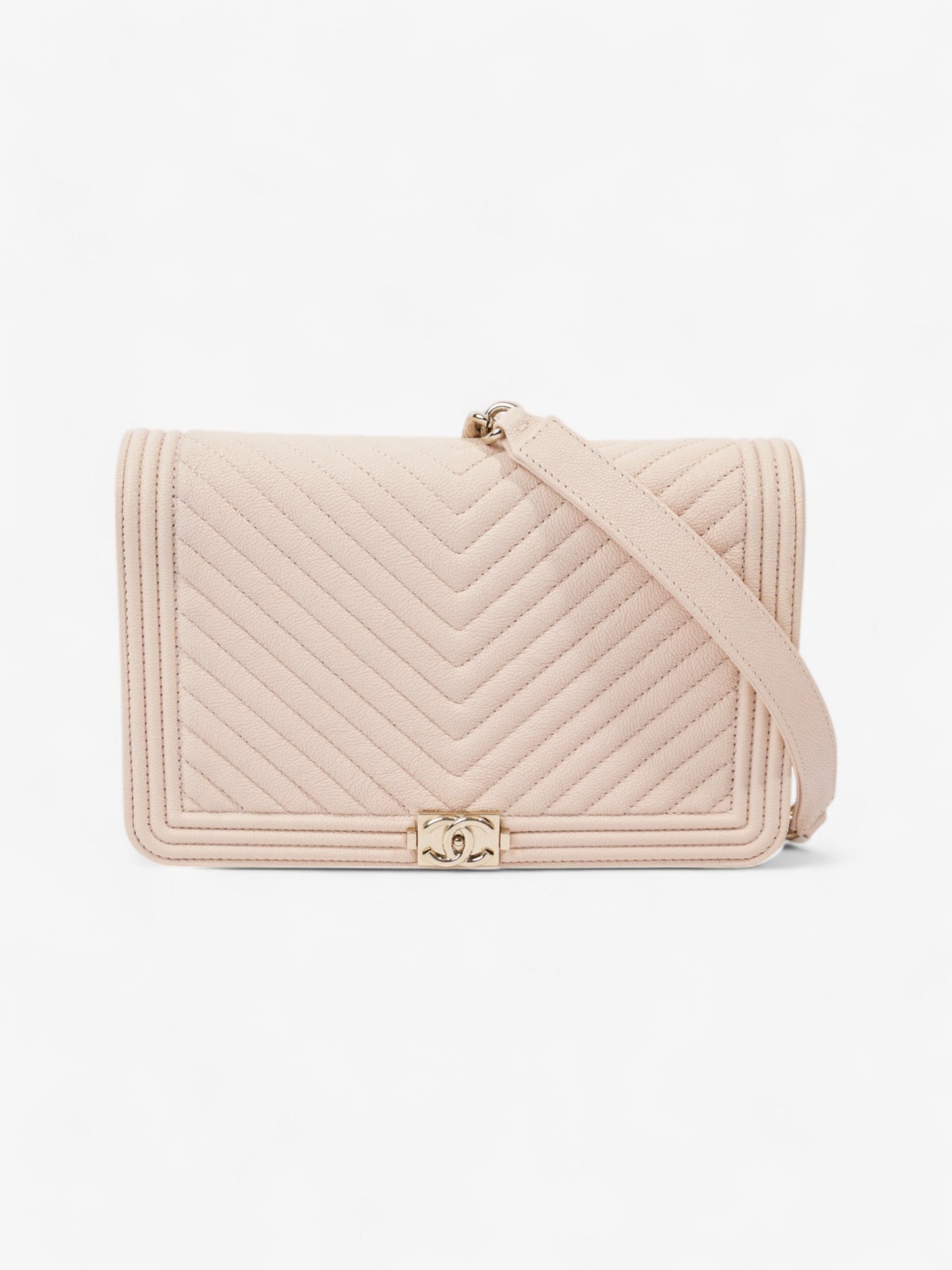Chanel Boy Wallet on Chain Pink Nude Caviar Leather