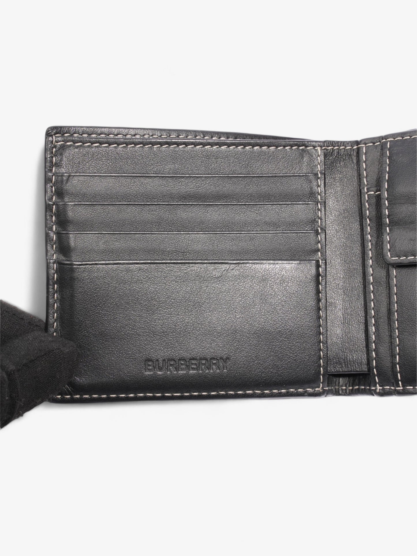 Burberry International Bifold Wallet Black / Navy Blue Canvas