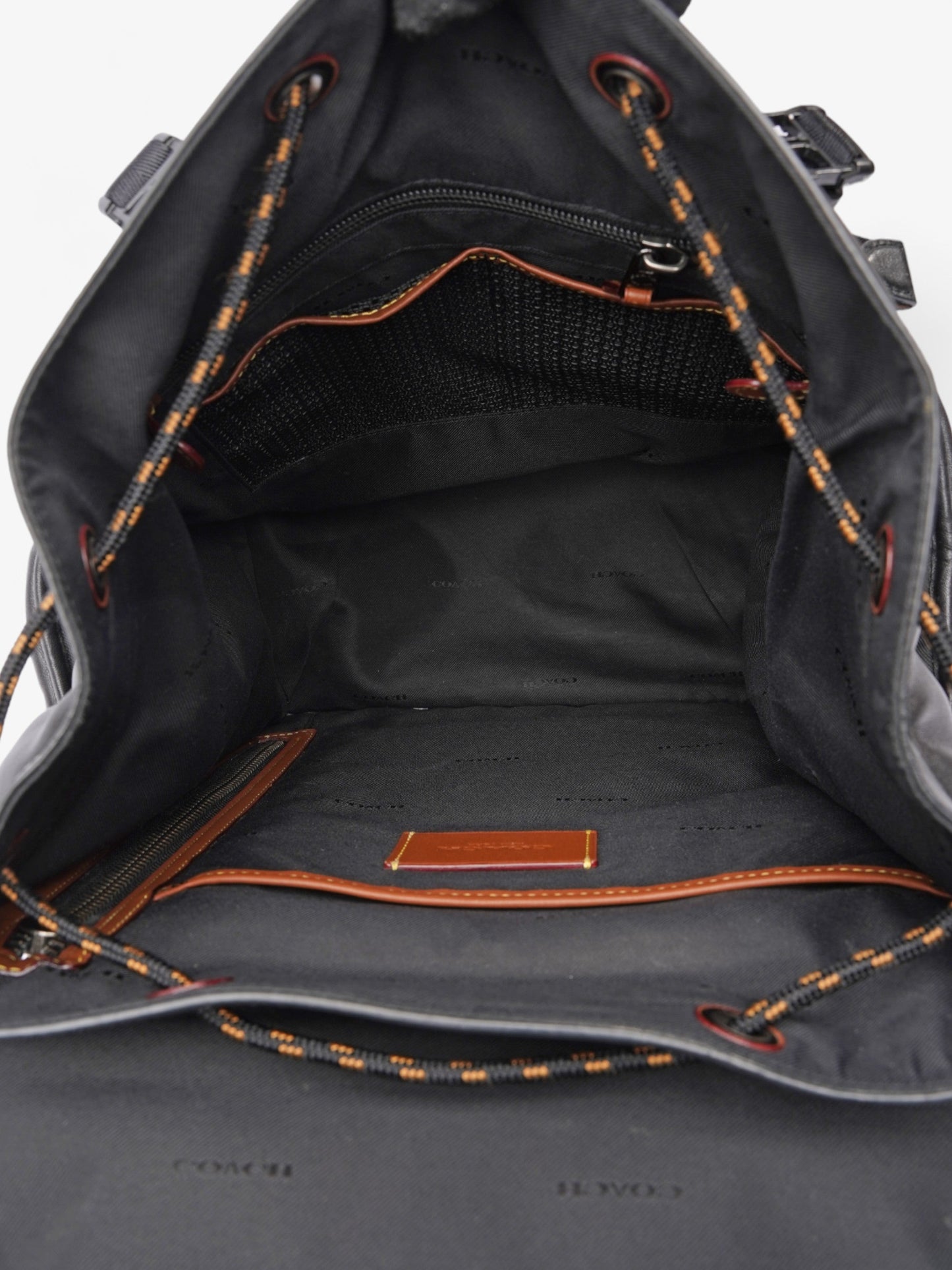 Coach League Flap Quilted Backpack Black Calfskin Leather