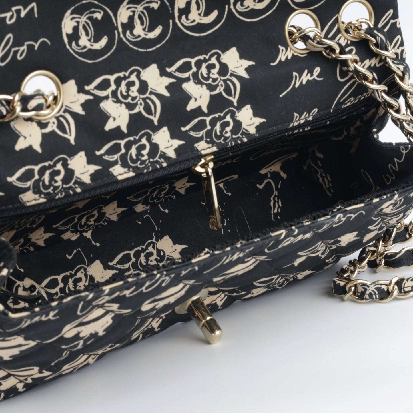 Chanel Vintage Coco Print Fabric Flap