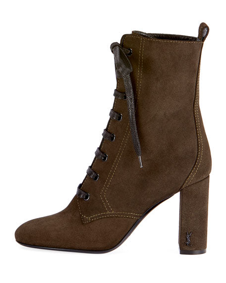 Saint Laurent LouLou Suede Lace-Up Boot