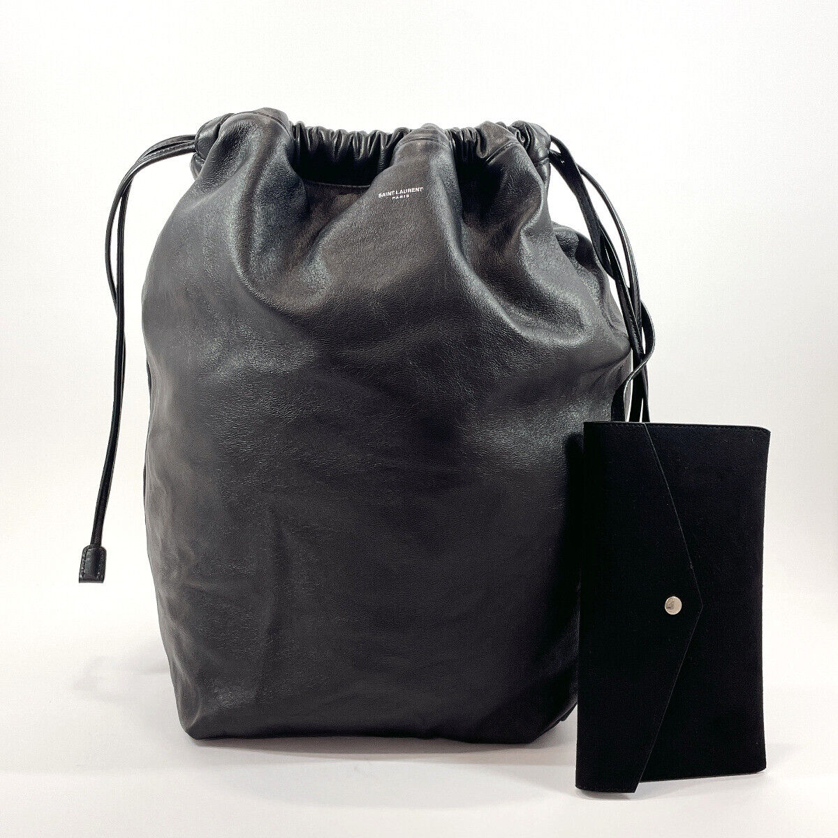 YVES SAINT LAURENT TEDDY CANVAS & CALFSKIN LEATHER TOTE BAG