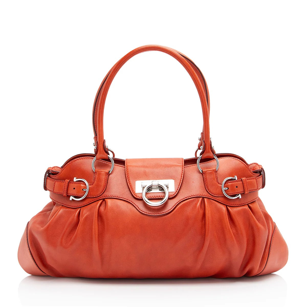 SALVATORE FERRAGAMO LEATHER GANCINI MARISA SATCHEL