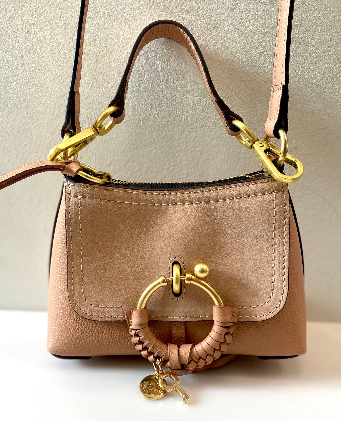 SEE BY CHLOÉ JOAN SUEDE & CALFSKIN LEATHER MINI SHOULDER BAG