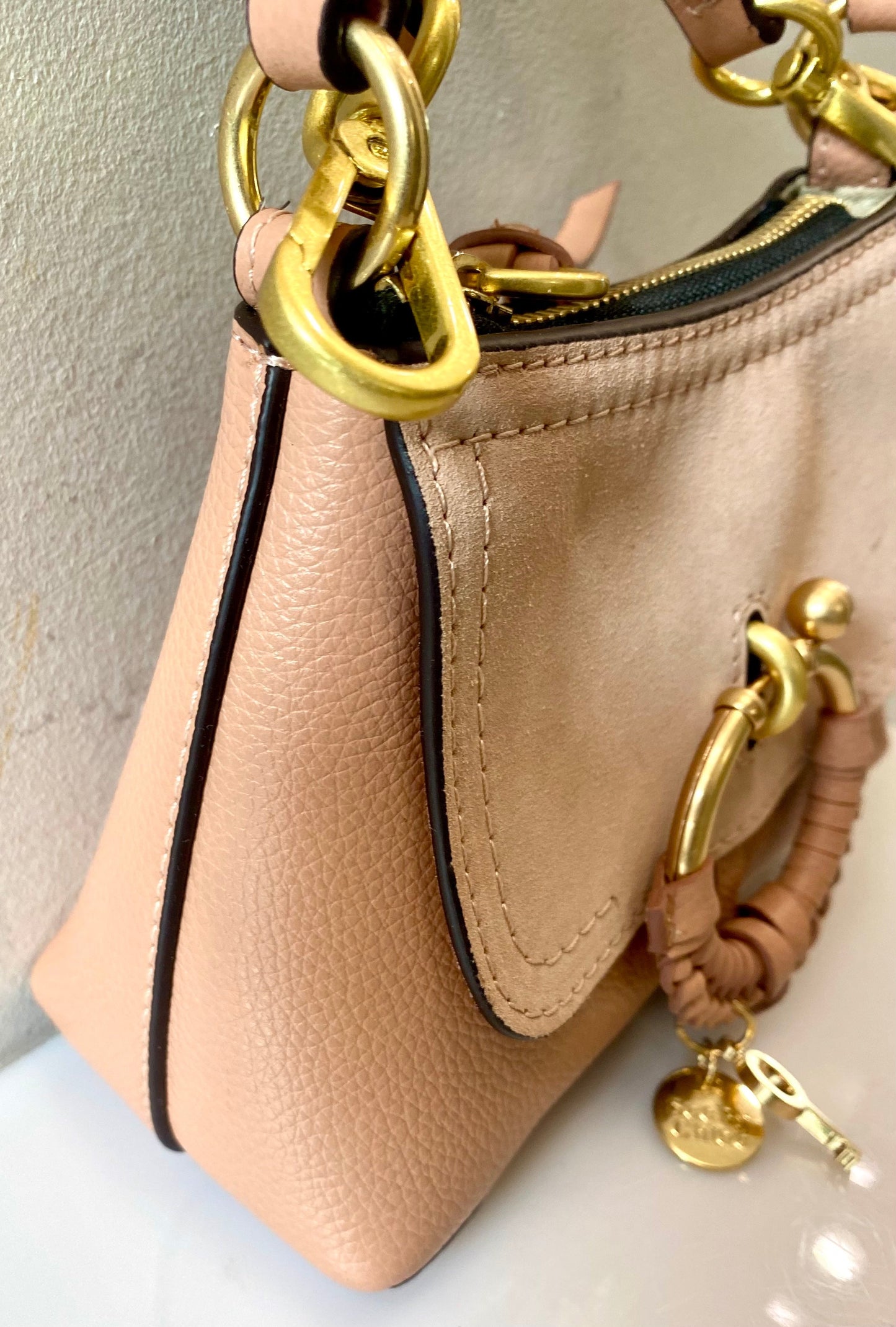 SEE BY CHLOÉ JOAN SUEDE & CALFSKIN LEATHER MINI SHOULDER BAG