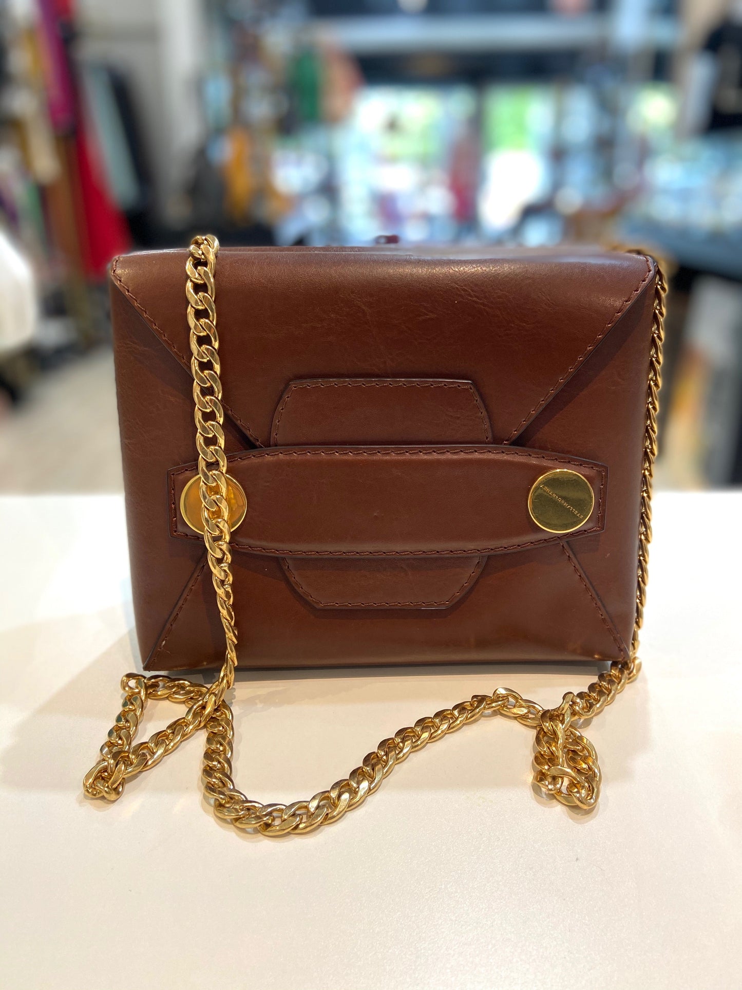 STELLA MCCARTNEY VEGAN LEATHER SMALL POPPER SHOULDER BAG