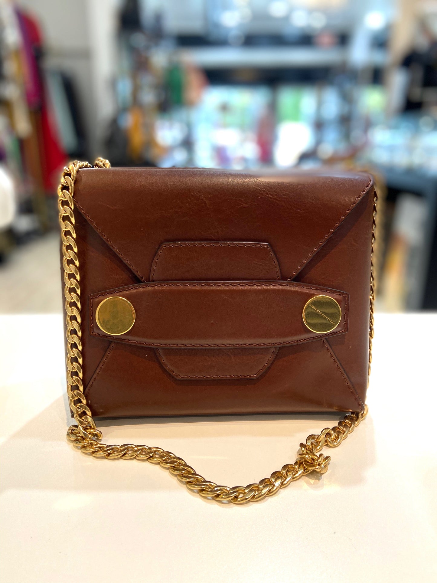 STELLA MCCARTNEY VEGAN LEATHER SMALL POPPER SHOULDER BAG