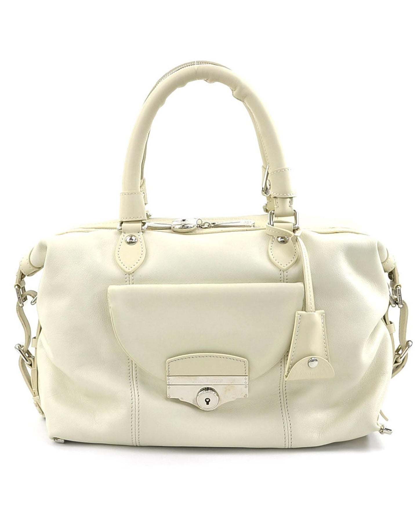 Luxury Leather Boston Bag with Accessories