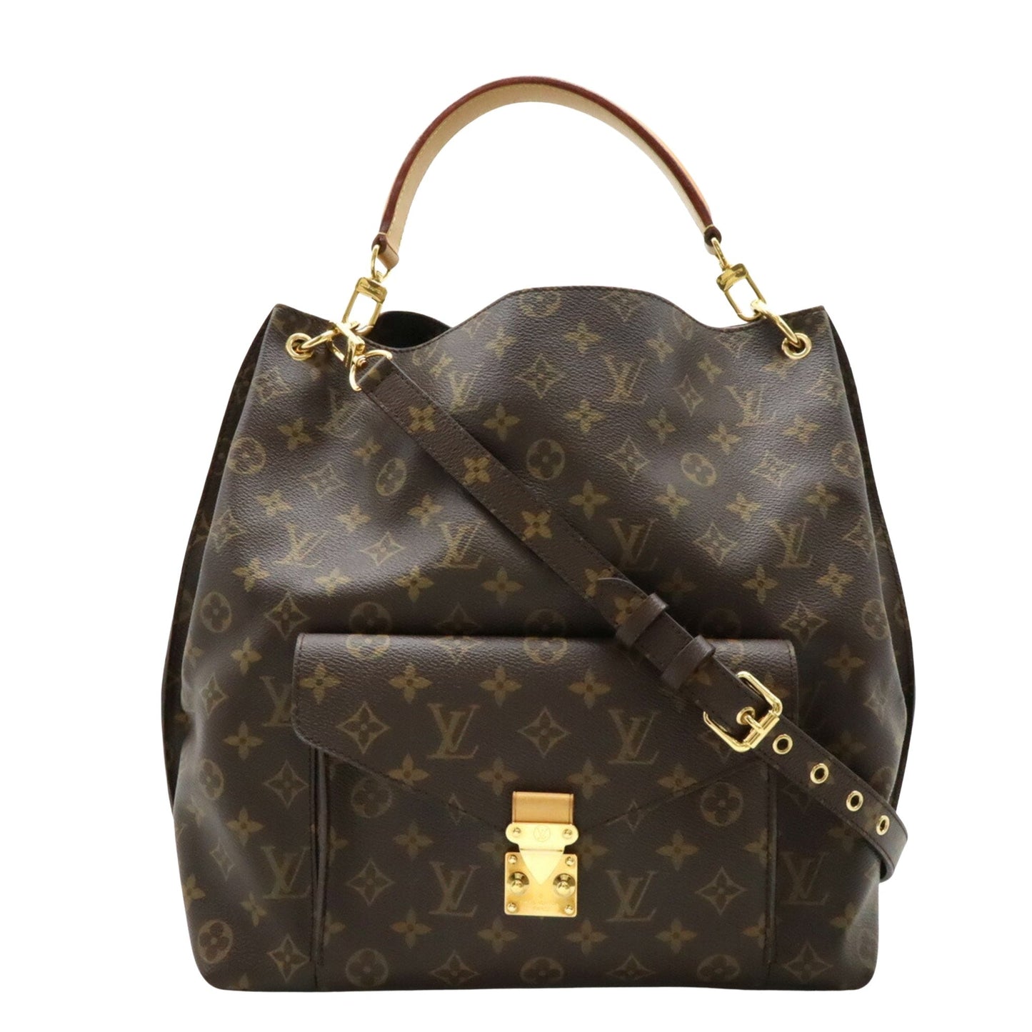 Canvas Shoulder Bag with Strap and Metal Fittings