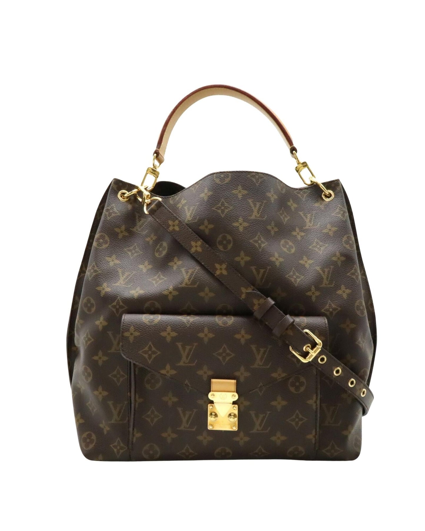 Canvas Shoulder Bag with Strap and Metal Fittings