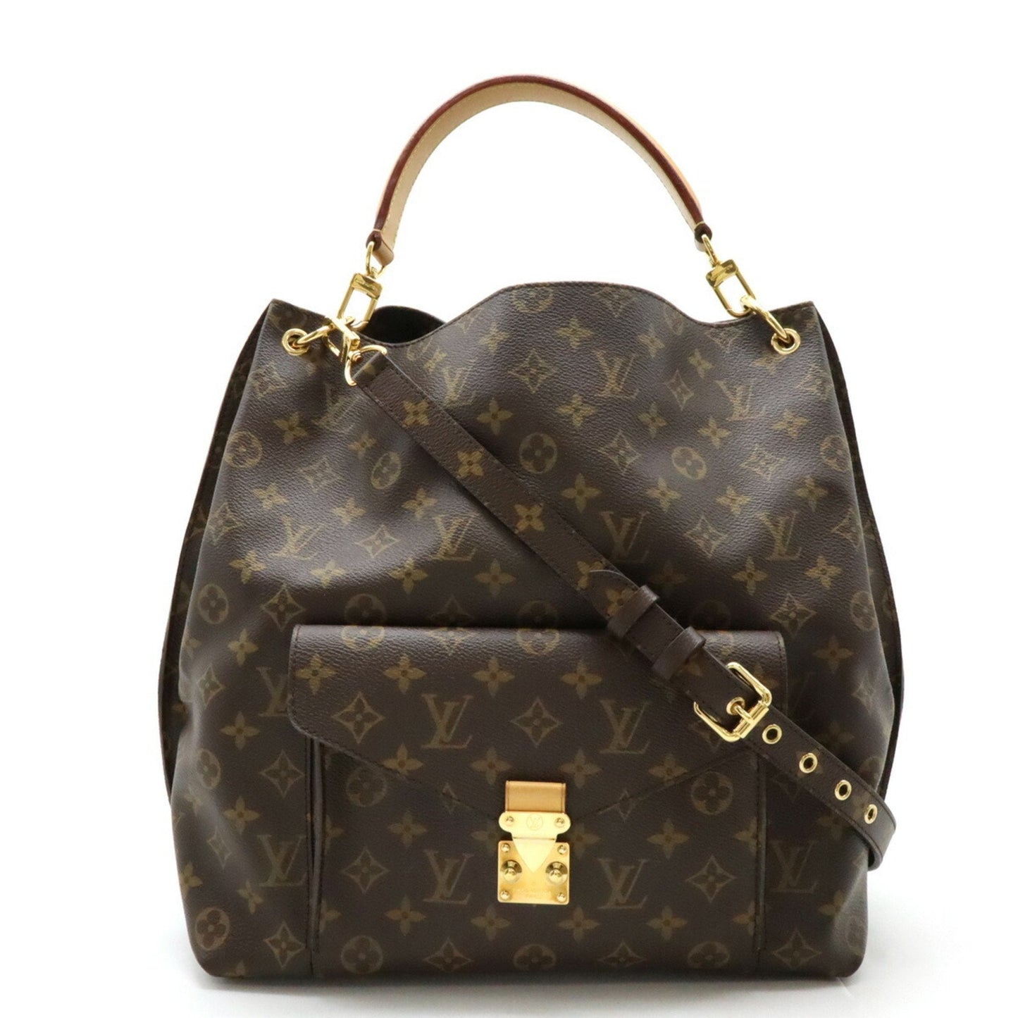 Canvas Shoulder Bag with Strap and Metal Fittings