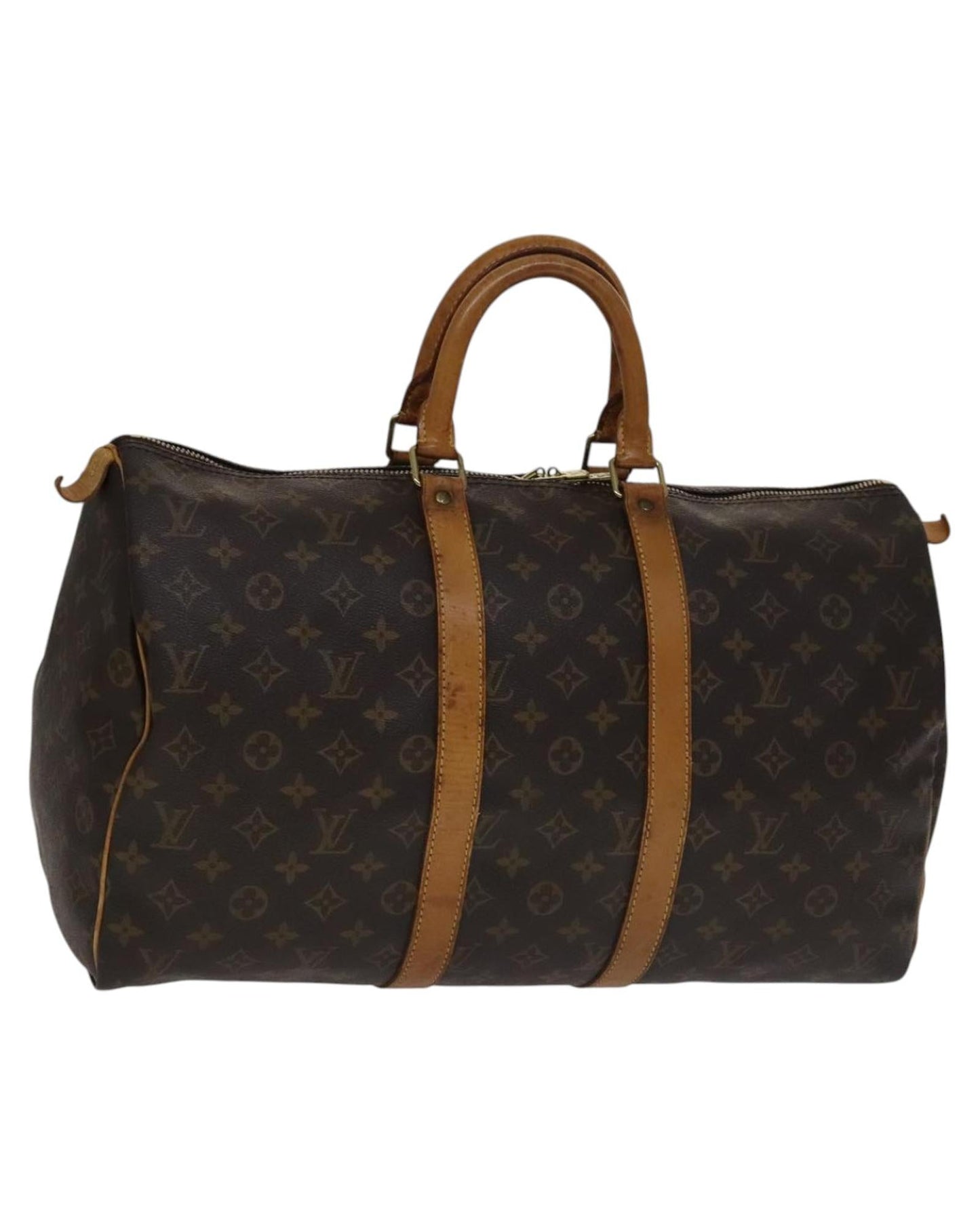 Canvas Travel Duffle Bag with Leather Trim