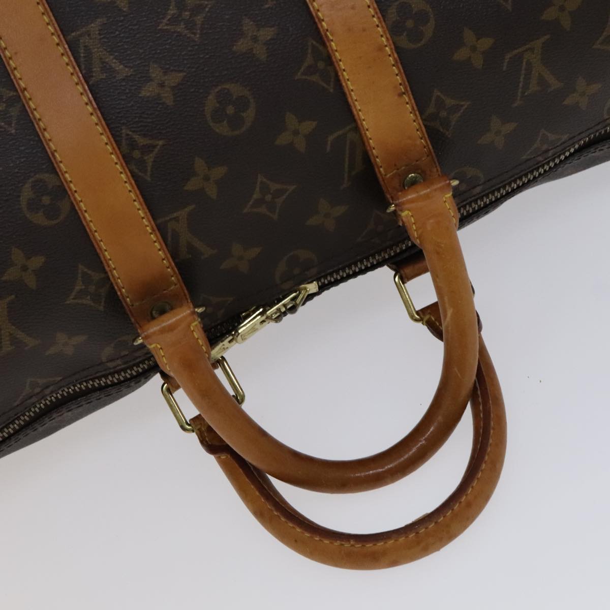Canvas Travel Duffle Bag with Leather Trim