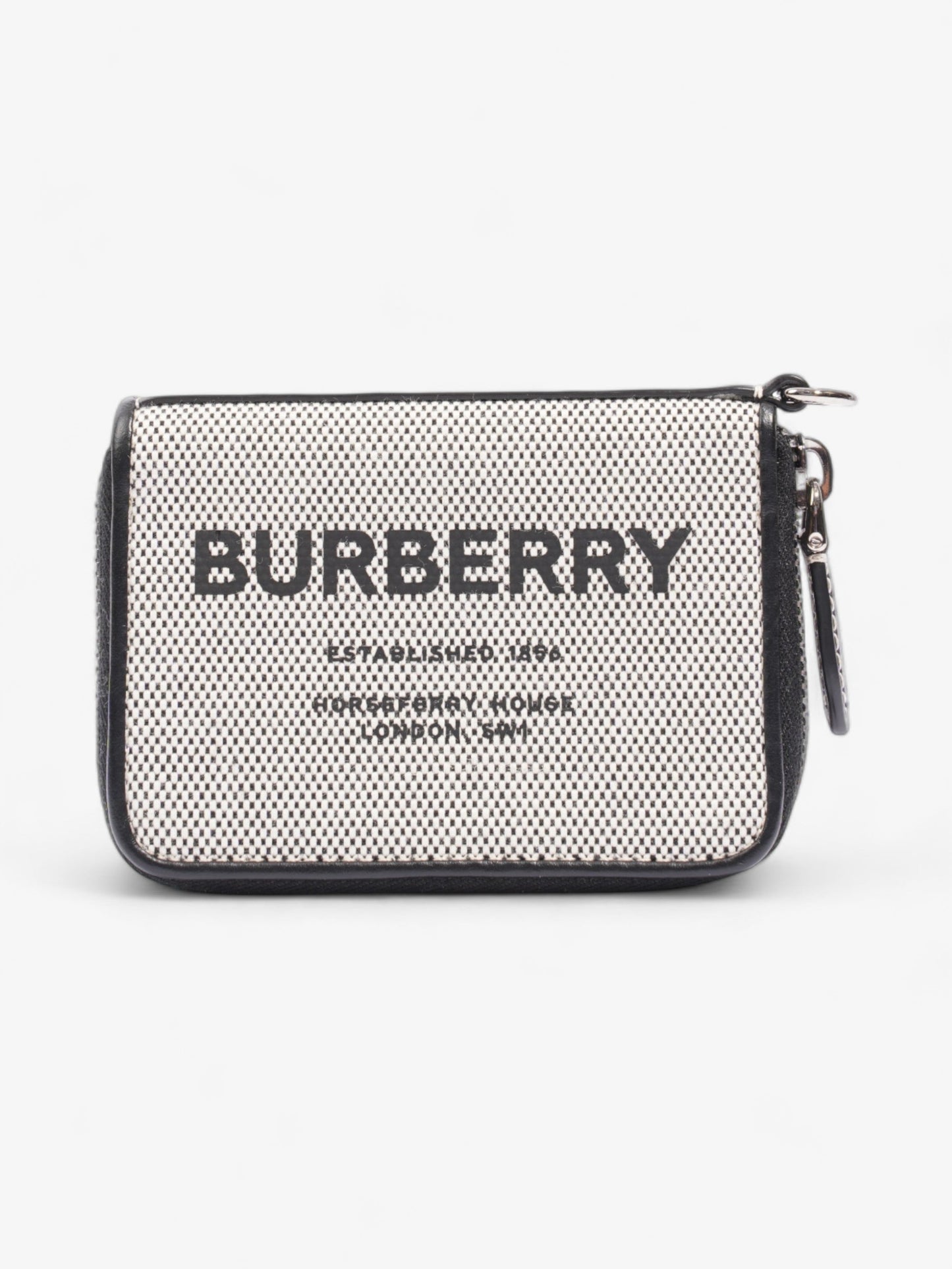 Burberry Horseferry Print Elmore Zip Around Wallet Lanyard Black Canvas