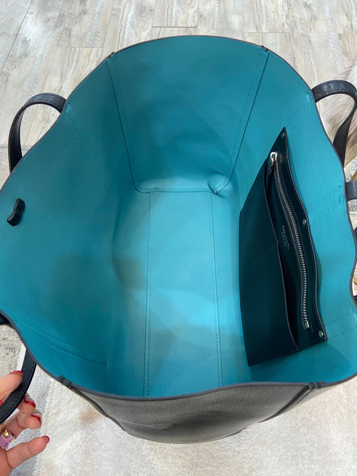 TIFFANY & CO. GRAINED LEATHER REVERSIBLE TOTE BAG