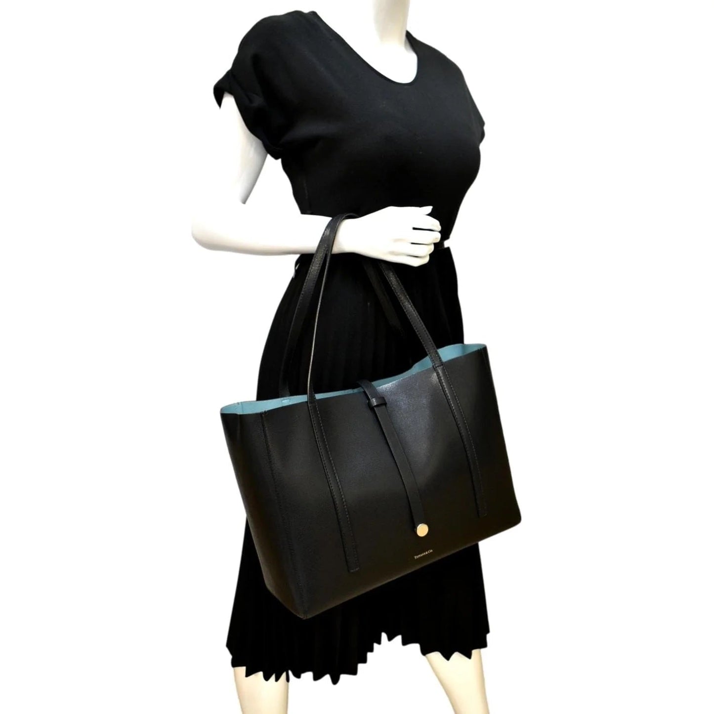TIFFANY & CO. GRAINED LEATHER REVERSIBLE TOTE BAG