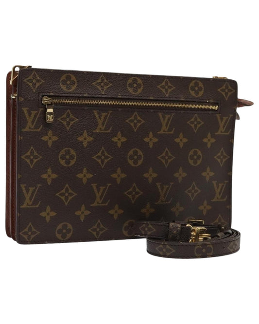 Monogram Canvas Shoulder Bag with Zippered Pocket