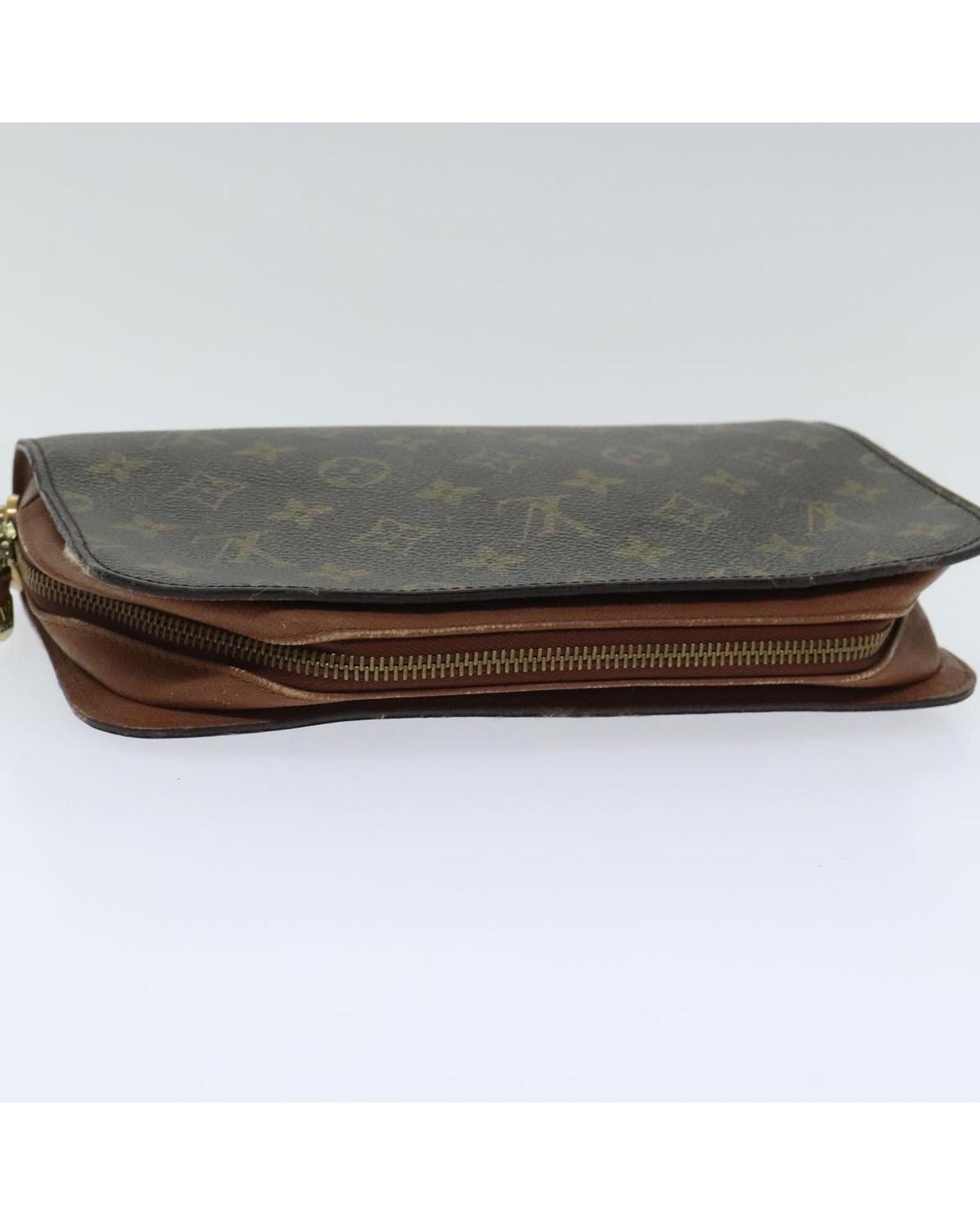 Monogram Canvas Clutch Bag with Zipper Closure