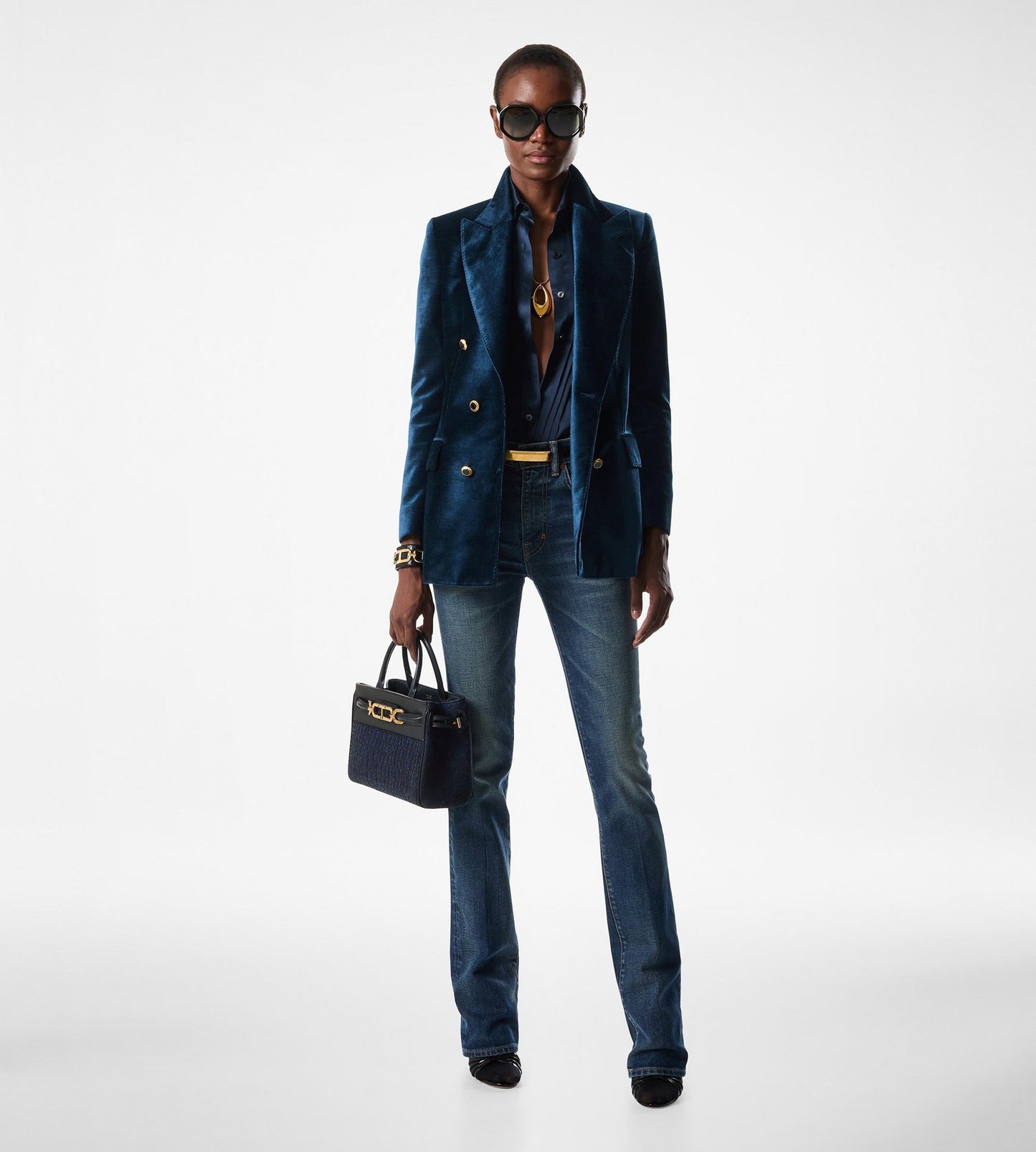 TOM FORD CROC EMBOSSED LEATHER WHITNEY SMALL BAG