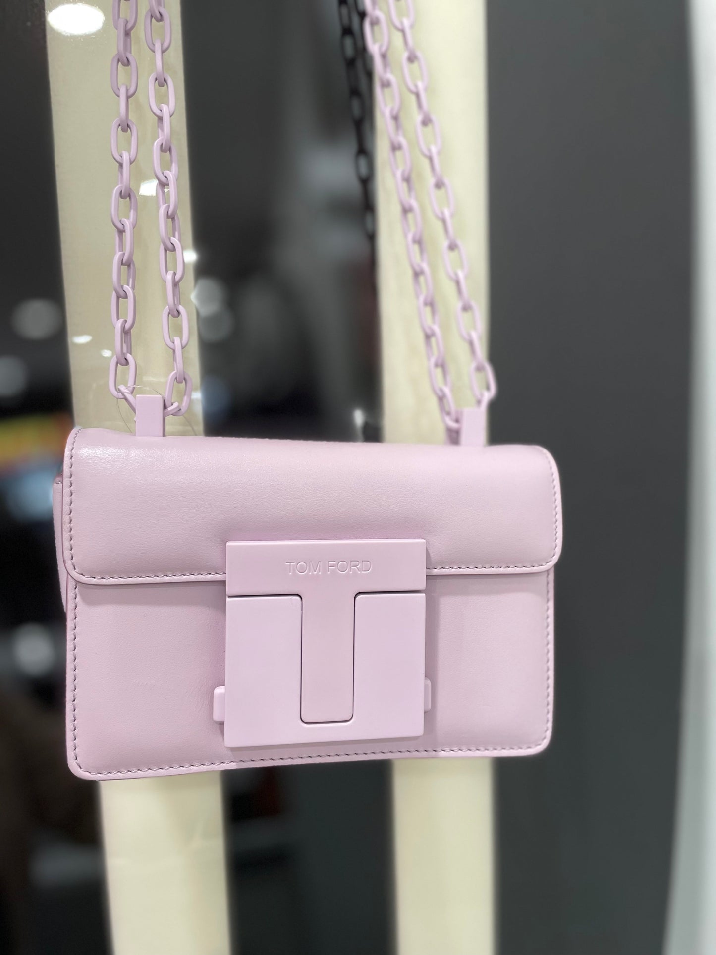 TOM FORD CALFSKIN LEATHER LOGO T CLASP BUCKLE CROSSBODY BAG
