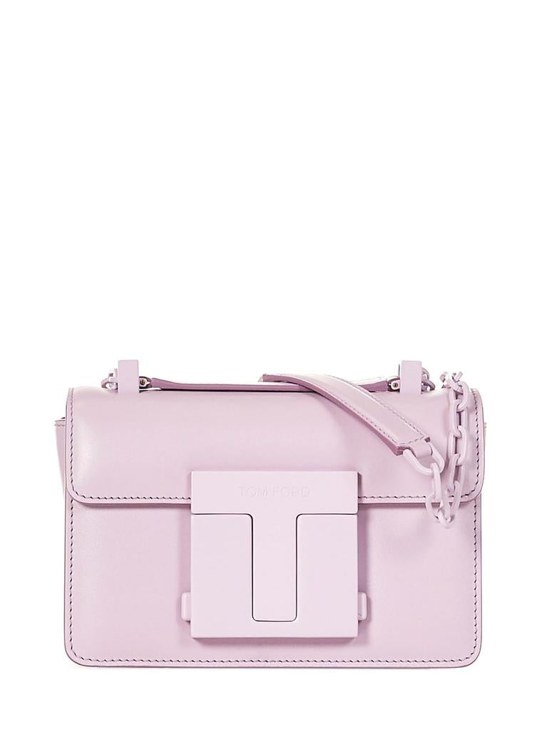 TOM FORD CALFSKIN LEATHER LOGO T CLASP BUCKLE CROSSBODY BAG
