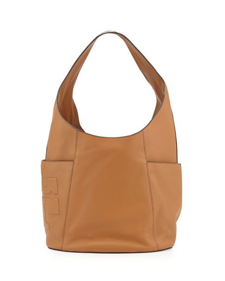 TORY BURCH BOMBE T LEATHER HOBO BAG