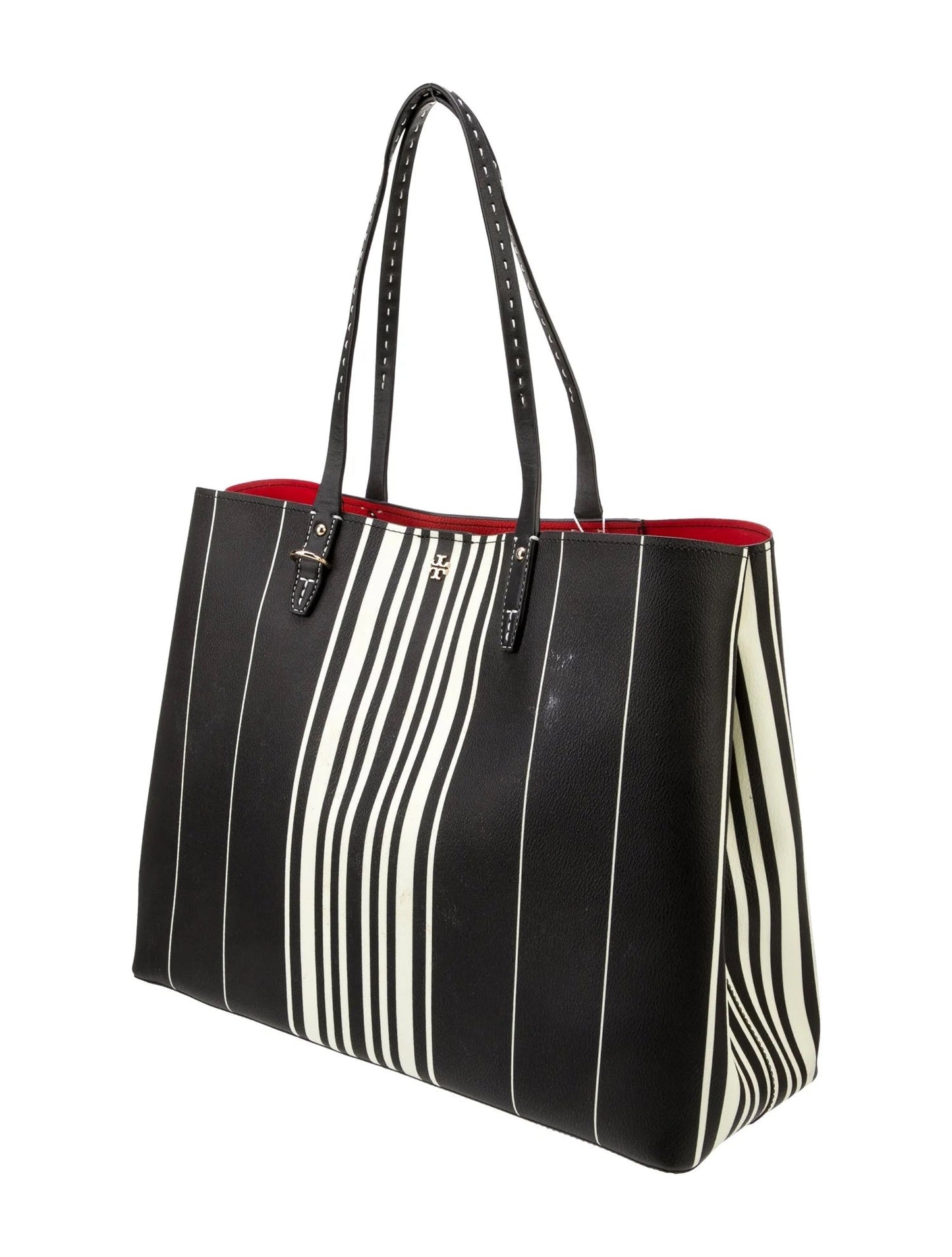 TORY BURCH KERRINGTON SQUARE STRIPED MEDIUM TOTE BAG