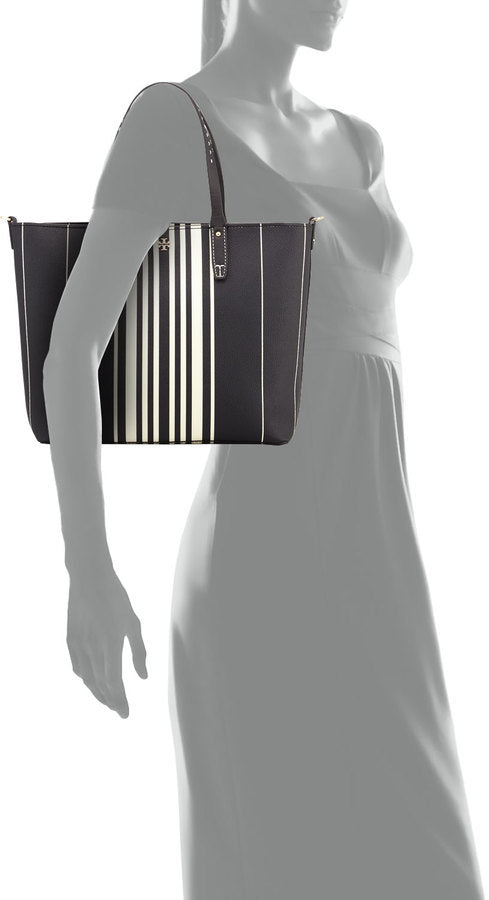 TORY BURCH KERRINGTON SQUARE STRIPED MEDIUM TOTE BAG