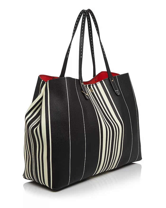 TORY BURCH KERRINGTON SQUARE STRIPED MEDIUM TOTE BAG