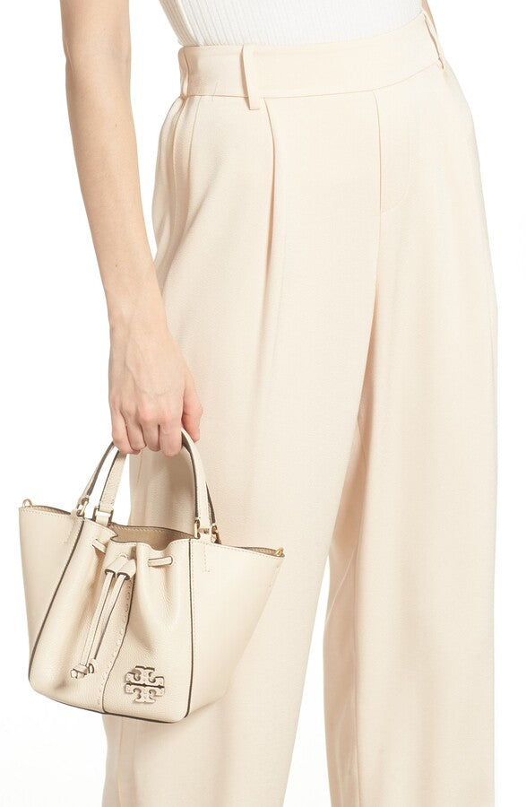 TORY BURCH MCGRAW DRAGONFLY DRAWSTRING MINI BAG IN BRIE