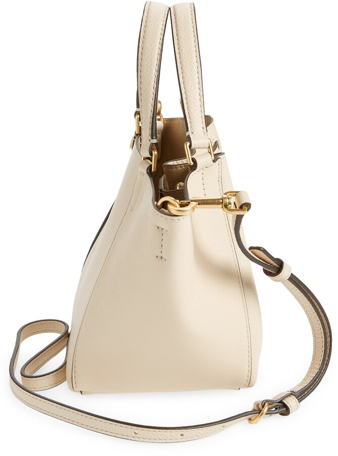 TORY BURCH MCGRAW DRAGONFLY DRAWSTRING MINI BAG IN BRIE