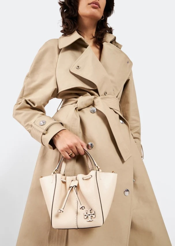 TORY BURCH MCGRAW DRAGONFLY DRAWSTRING MINI BAG IN BRIE