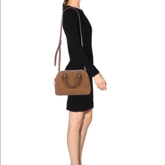 TORY BURCH ROBINSON PEBBLED DOUBLE ZIP SATCHEL
